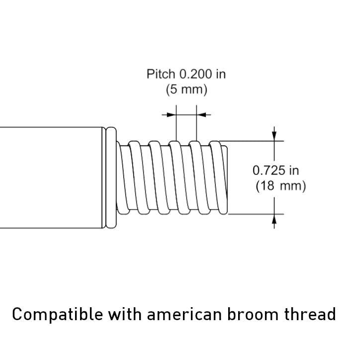 Curling stick thread dimensions