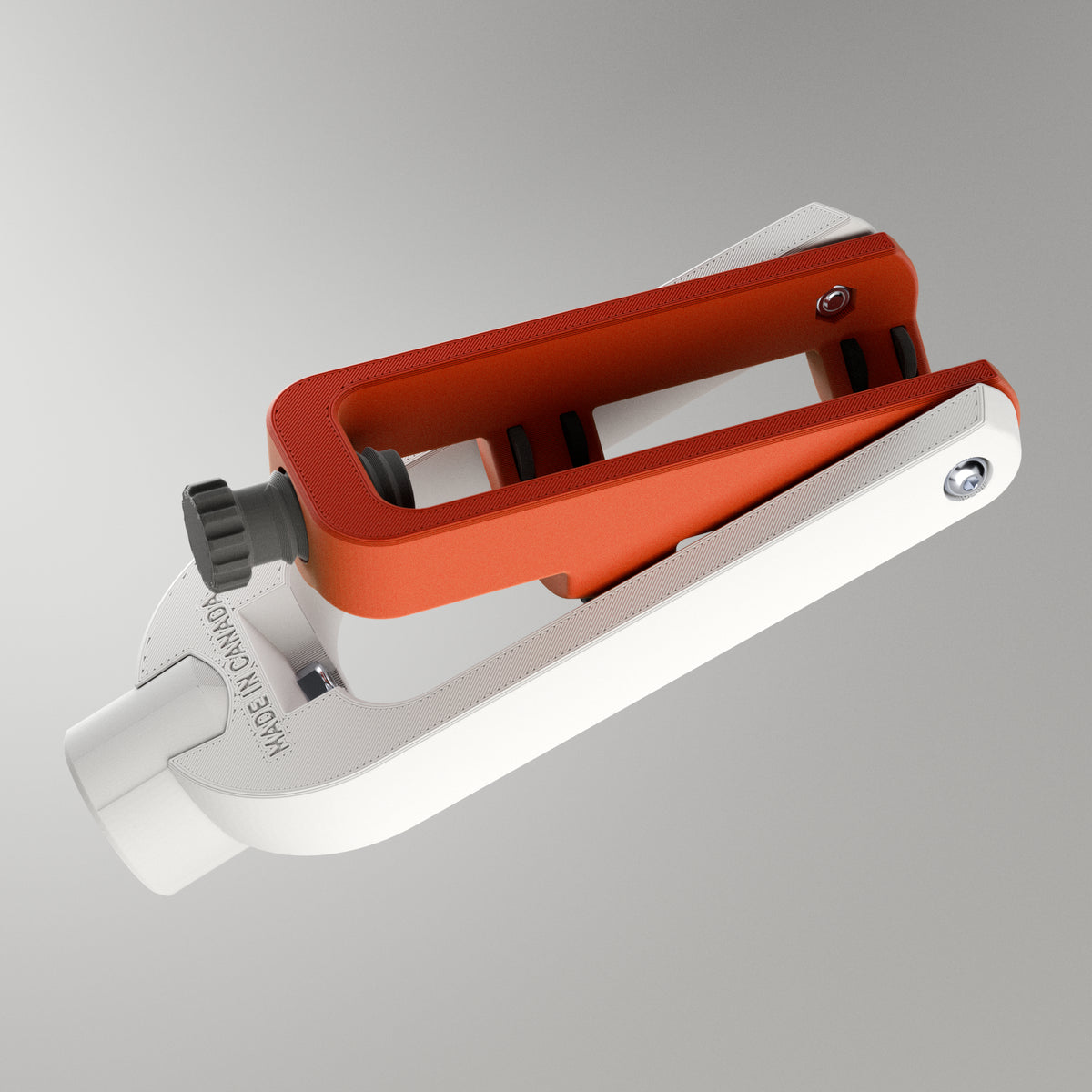 Close-up of the GTX Elite curling head showing the adjustable bumpers and screw mechanism for setting custom turns on the stone.